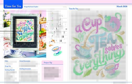 Example of a spread in the book showing a chart for stitching.